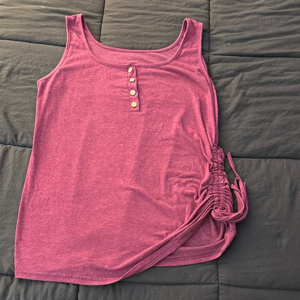 Women's Wine Red- Ruched Side Tank Top